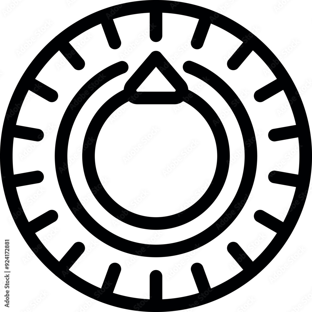 Poster combination safe lock dial with arrow pointing up, simple design