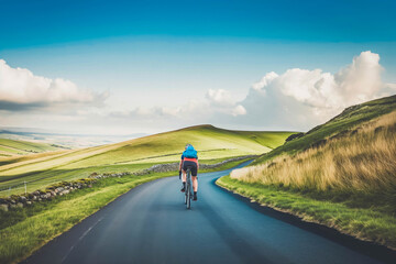 Obraz premium Cyclist Riding peacefully Through Picturesque Countryside