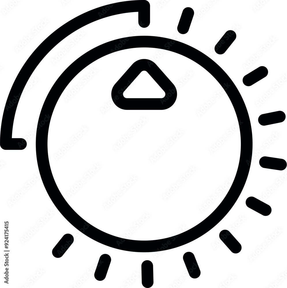 Poster simple icon of a round control panel with a triangle button increasing the power setting