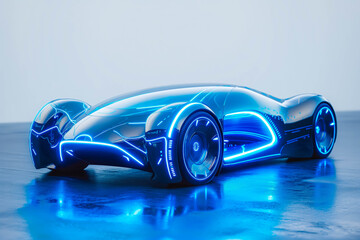 High tech electric car concept with a futuristic design, showcasing innovation and advanced automotive technology.
