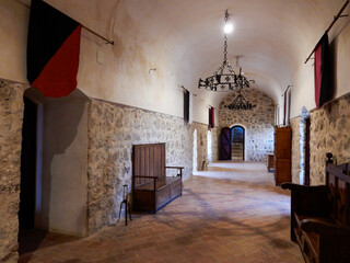 The Consegrua, Spain, Castle, looking at the ruins of the walls and the defensive towers used to protect the settlement