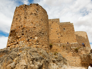 The Consegrua, Spain, Castle, looking at the ruins of the walls and the defensive towers used to protect the settlement