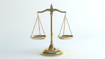 Golden Scale of Justice 3D Illustration with Judge's Robe | White Background | AR 16:9