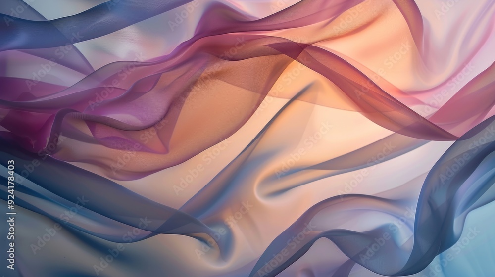 Poster a sophisticated background with elegant flowing ribbons in muted jewel tones adding a touch of fluid