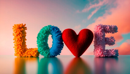 heart in the sky with the word love