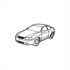 Car outline illustration digital coloring book page line art vector