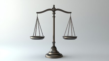 Modern Courtroom Scale 3D Model - Metallic Finish, White Background
