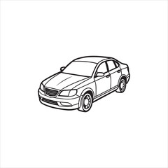 Car outline illustration digital coloring book page line art vector