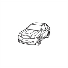 Car outline illustration digital coloring book page line art vector