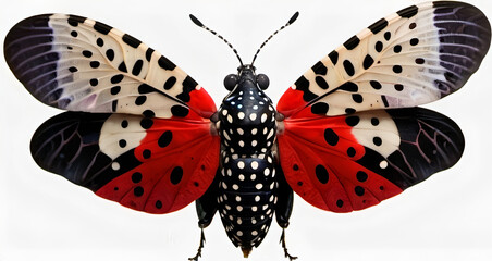 Imaginative spotted lanternfly on the white background.