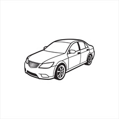 Hand drown line art Car vector for coloring page