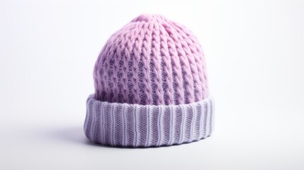 Cozy Pastel Knit Beanie: Realistic Photograph with White Background