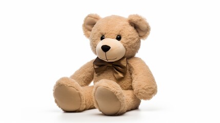 Obraz premium Adorable Teddy Bear with Bow Tie: White Background, Studio Lighting