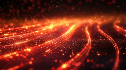 Obraz premium Generate a vibrant futuristic backdrop featuring dynamic red and gold lines, creating an immersive visual for digital presentations and gaming