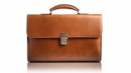 Sleek Leather Briefcase: Luxury Design in Pristine White | High-Resolution Photo