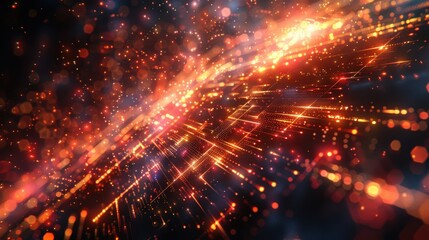 Obraz premium Generate an image of a dynamic futuristic backdrop with vibrant gold and red lines, creating an immersive and engaging visual for digital media