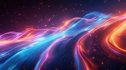 Create a vibrant futuristic backdrop featuring dynamic lines in multicolor hues, ideal for engaging digital presentations or video games