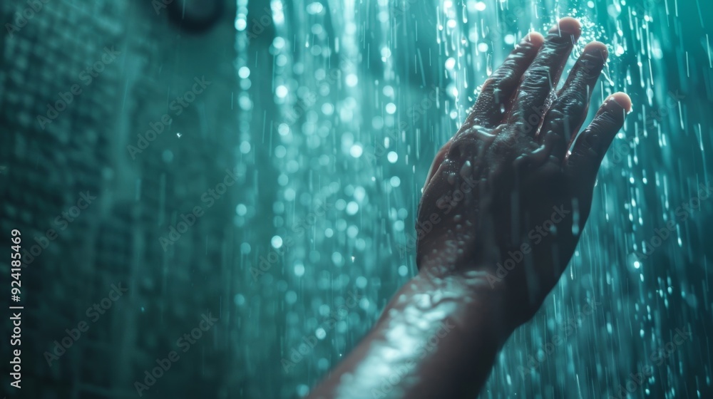 Poster a hand reaching out to adjust the temperature to the coldest setting embracing the challenge of a co