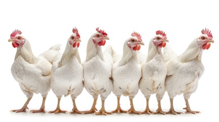 Fototapeta premium Six White Chickens in a Row