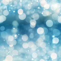 Fototapeta premium A bokeh seamless pattern with soft blue and white blurred circles on a gradient background. The glowing light spots create a calm, serene, and abstract winter ambiance.