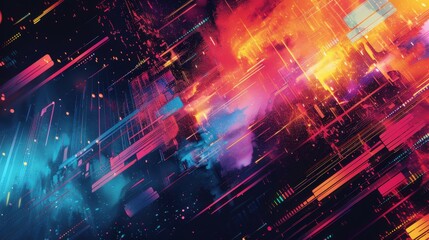 Obraz premium Create a vibrant futuristic backdrop featuring multicolor dynamic lines, designed to engage and captivate for digital presentations and gaming