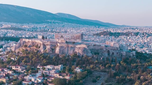 greece athens acropolis day sunrise and night light hyper lapse videos 4k