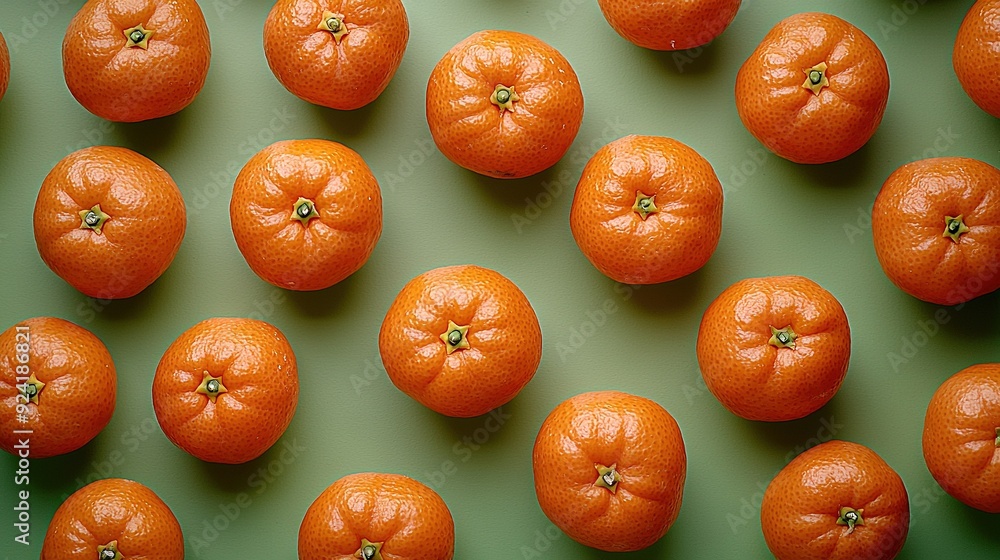 Aufkleber oranges grouped on green surface on top of table