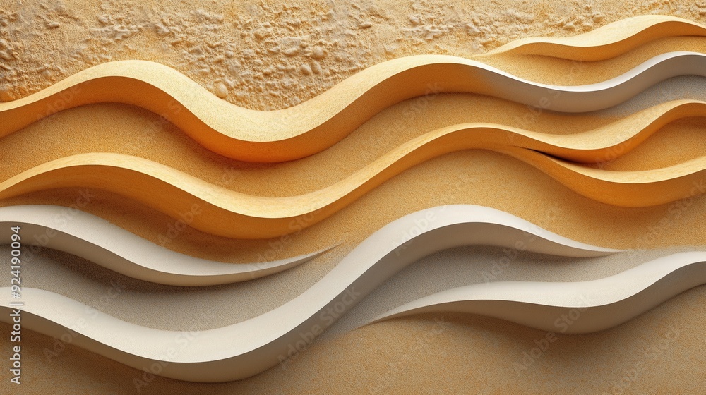 Aufkleber abstract wave patterns in warm tones on a textured sandy background