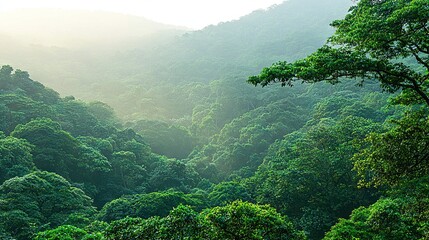 Fototapeta premium A lush green forest filled with numerous trees