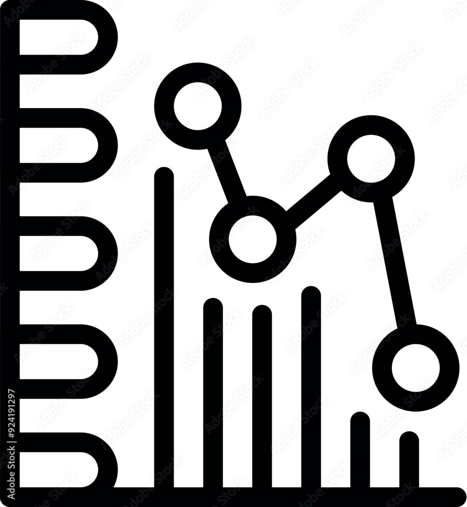 Aufkleber line graph is representing a market trend with decreasing values