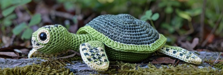 Fototapeta premium Crochet sea turtle stuffed toy made by hand