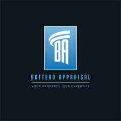 B A Logo BA Letter modern Design Vector with blue and silver gradient color.