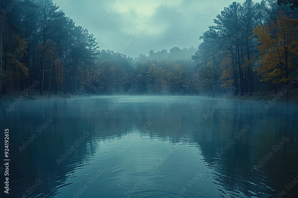 Canvas Prints misty lake in the forest