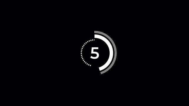 Simple countdown timer of 10 second on black background. 4K Video