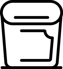 Black and white line icon of a food storage container for keeping food fresh