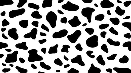 Seamless Black and White Cow or Dalmatian Skin Pattern. Stock texture of the animal. Fashion design, print on fabric wallpaper, website template design