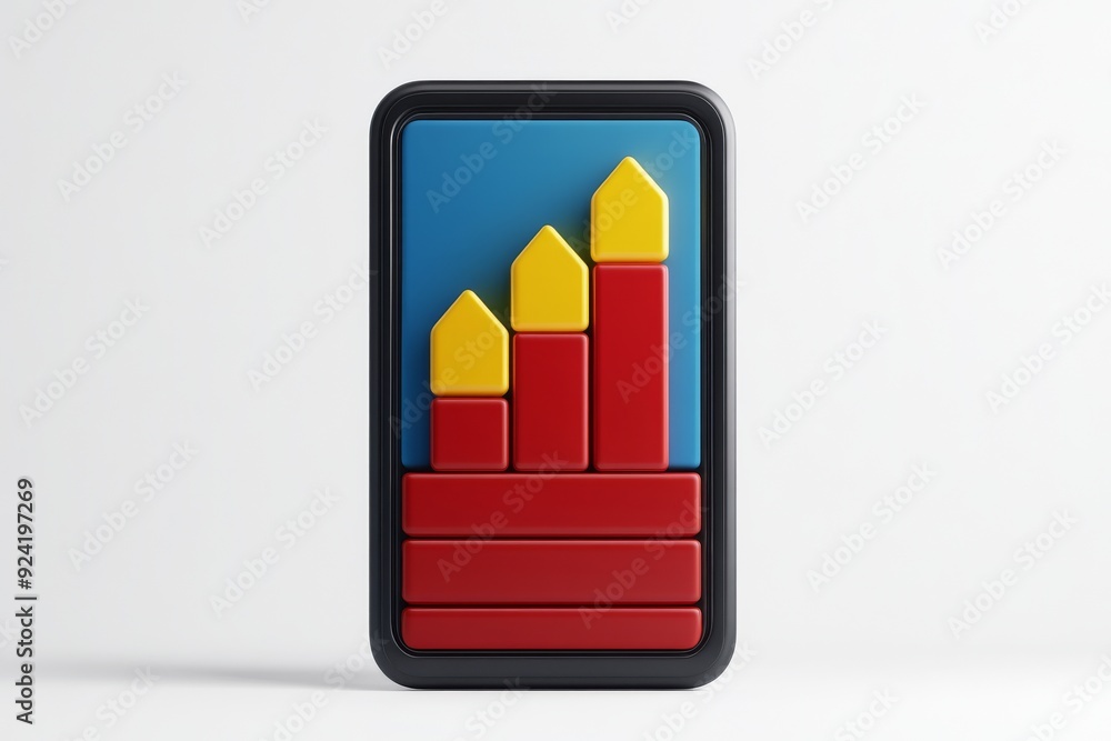 Aufkleber colorful bar graph displayed on a smartphone screen symbolizing mobile data analysis business growth