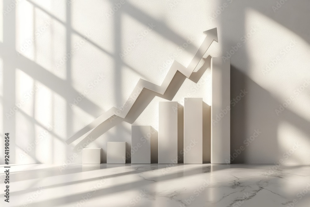 Aufkleber abstract white bar graph ascending in a modern minimalist setting symbolizing growth progress and up