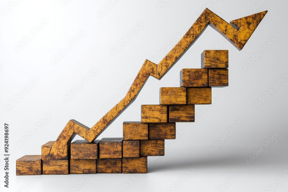 Poster rustic staircase made of ascending blocks symbolizing growth progress and upward mobility ideal for 