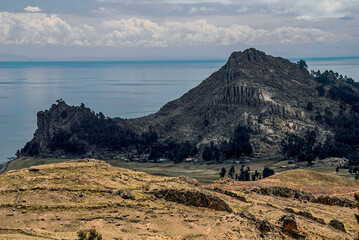 image of Lake Titicaca, “sleeping dragon”.