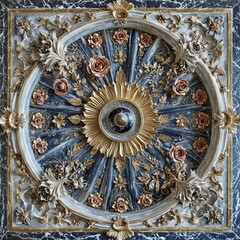 Obraz premium Close-up ornate ceiling medallion medallion made up circular Bar