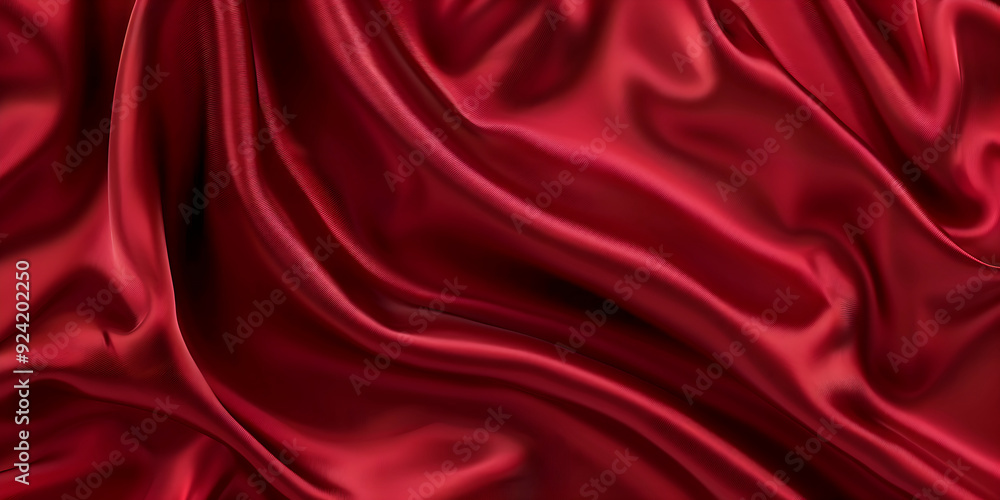 Poster a red fabric with a pattern of a red ribbon. the fabric is very soft and smooth