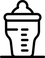 Simple and minimal line icon of a baby bottle, featuring clearly marked measurement lines for accurate feeding