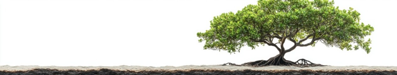 Fototapeta premium Majestic Mangroves in Isolation on White: A Striking Representation of Nature's Resilience and Serenity.