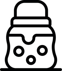 Obraz premium Line art vector icon of a honey jar with a honey dipper dripping honey