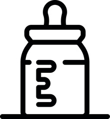 Simple black and white icon of a baby bottle, perfect for representing baby food or feeding