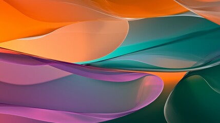 Obraz premium Abstract background with colorful wavy shapes flowing in orange, green, violet colors, creating smooth and elegant curves, perfect for modern and minimalist designs