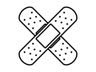 シンプルな絆創膏ばってんアイコンC：黒