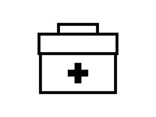 シンプルな十字マーク救急箱アイコンF：黒線