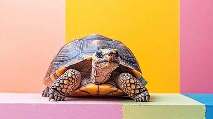 Tortoise isolated on colorful background